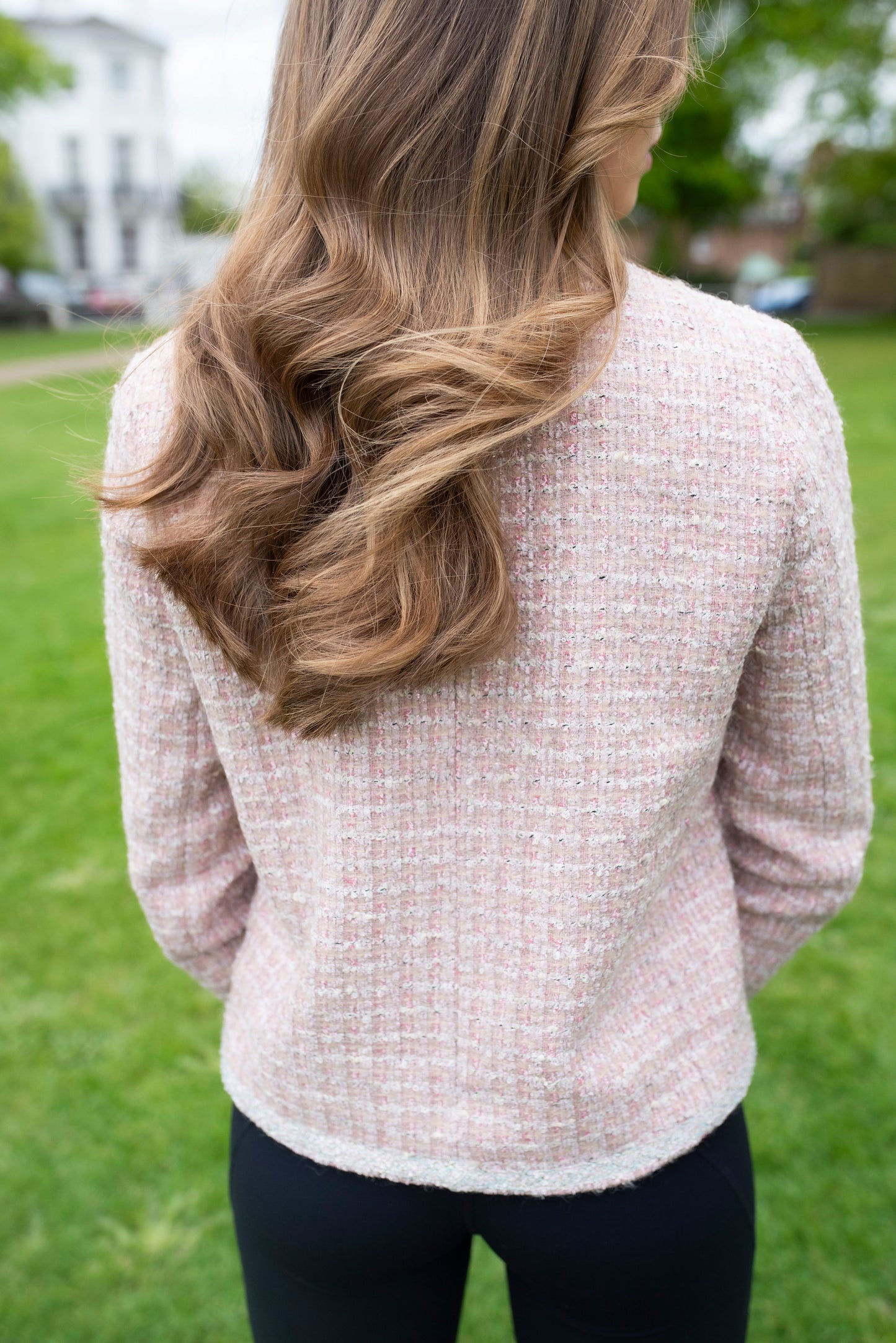 Soft Pink Bouclé Tweed Jacket
